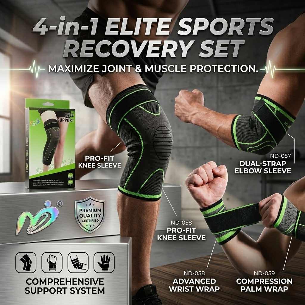 4-in-1 Compression Support Set – Knee, Wrist, Elbow & Palm Support Kit