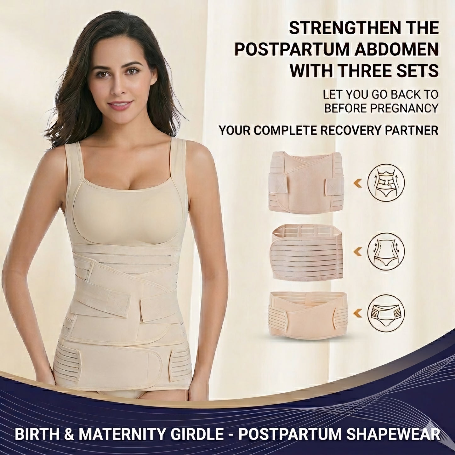 Advanced 3-in-1 Postpartum Recovery Support System – Complete Abdominal, Waist, and Pelvic Girdle Set