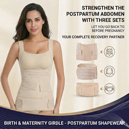 Advanced 3-in-1 Postpartum Recovery Support System – Complete Abdominal, Waist, and Pelvic Girdle Set